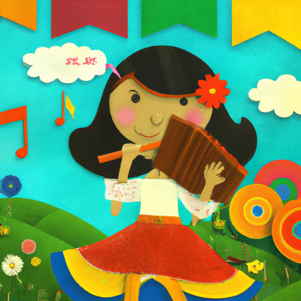 uma arte gráfica sobre como e o solo da musica o menina da gaita