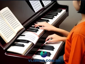 capa do post "10 Melhores Livros de Piano para Iniciantes: Guia de Compra" com uma ilustração