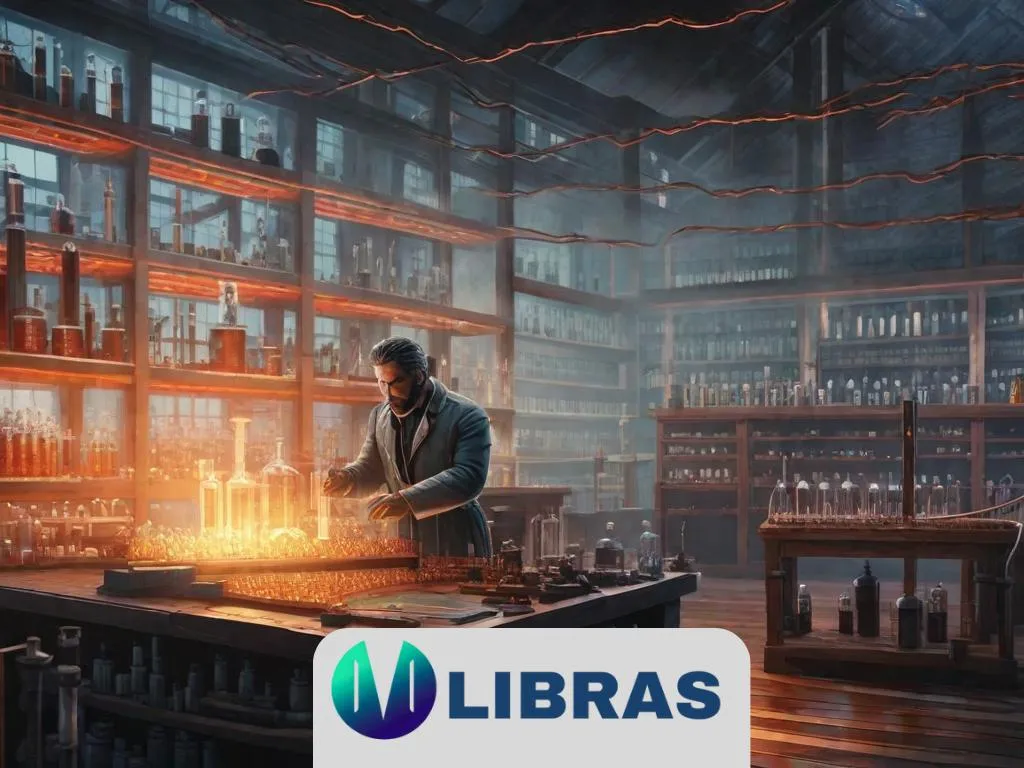 Um laboratório mal iluminado com uma tempestade furiosa lá fora. Uma figura imponente, costurada e remendada, jaz sobre uma mesa, cercada por equipamentos arcanos e frascos brilhantes. O Dr. Frankenstein está próximo, com as mãos erguidas, enquanto relâmpagos iluminam a cena.