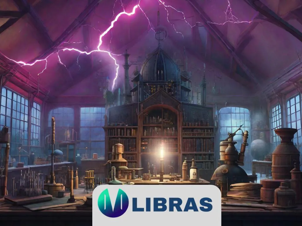 Uma noite escura e tempestuosa com relâmpagos iluminando um laboratório gótico. Uma grande figura sombria está deitada em uma mesa, cercada por equipamentos científicos assustadores. A atmosfera é tensa e ameaçadora, capturando o momento da criação do monstro.