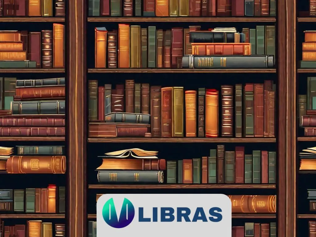 Um quarto mal iluminado com uma estante vintage cheia de livros antigos encadernados em couro. Um único livro aberto está sobre uma mesa de madeira, com uma pena e um tinteiro ao lado, lançando sombras que sugerem segredos ocultos nas páginas.