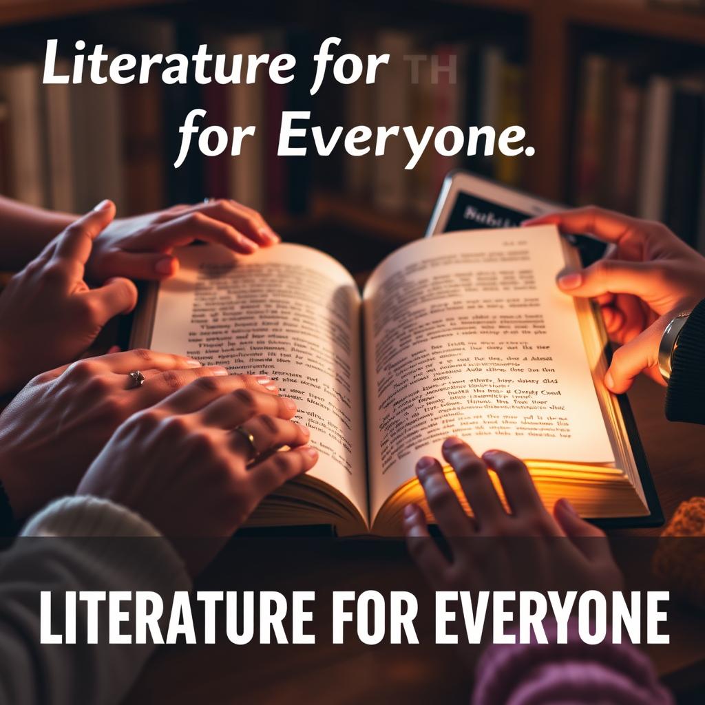 Pessoa cega usando um leitor de tela em um tablet para ler um livro digital, simbolizando a independência proporcionada pela tecnologia assistiva na leitura.