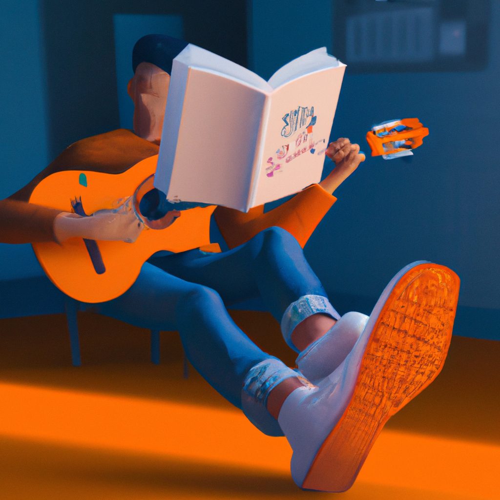 Dez Melhores Livros Sobre Guitarra Para Aprender o Instrumento 11 Desenho de uma pessoa lendo um livro sobre