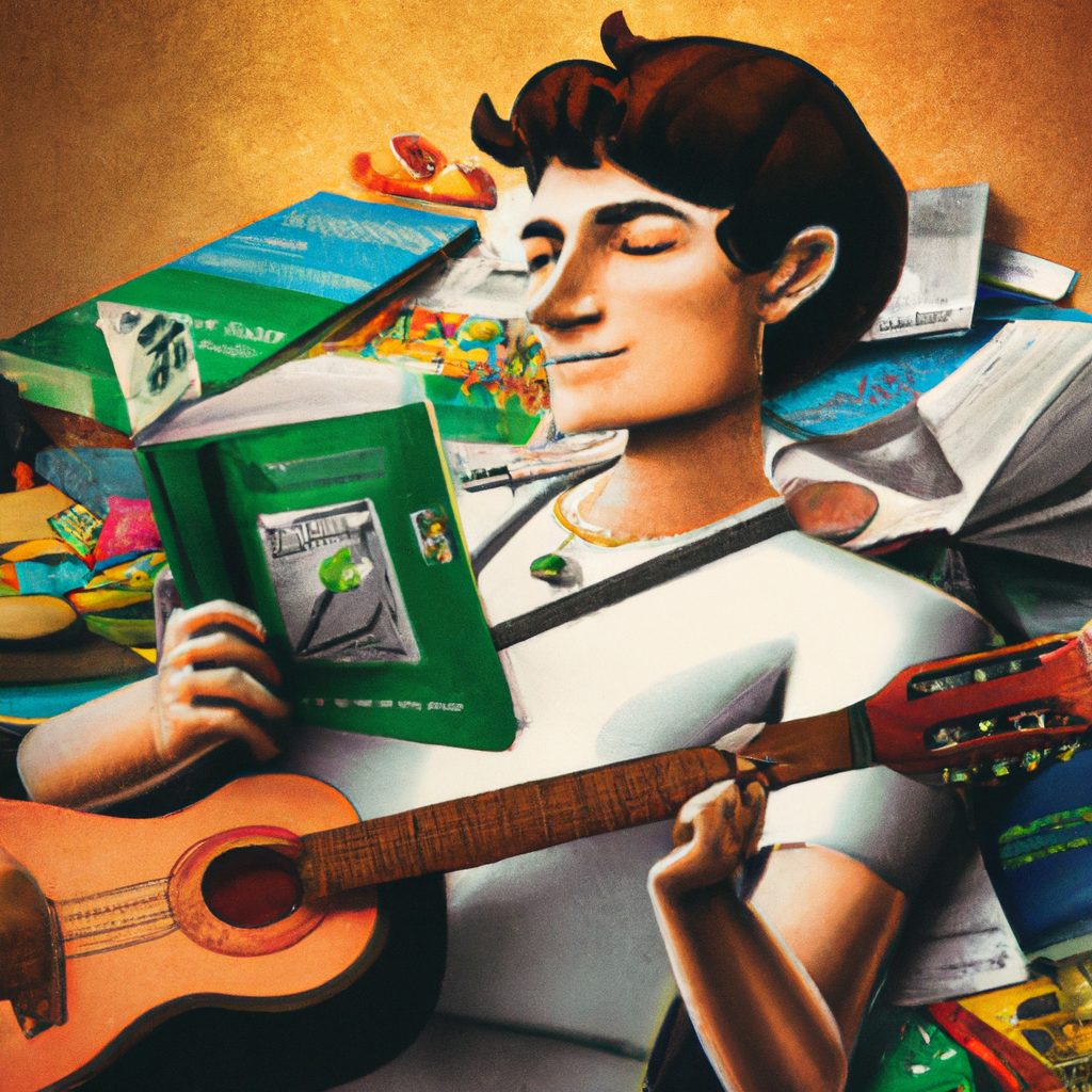 Dez Melhores Livros Sobre Guitarra Para Aprender o Instrumento 13 Desenho de uma pessoa lendo um livro sobre
