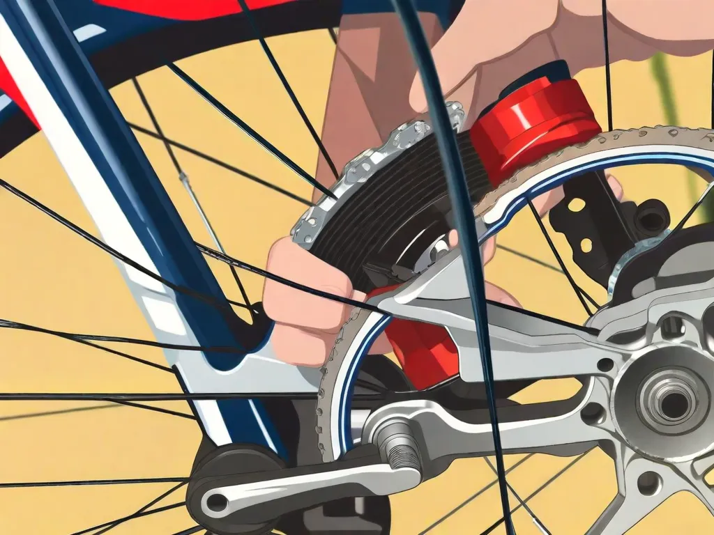 Descrição da imagem: Um close-up das mãos de uma pessoa ajustando os cabos de freio em uma bicicleta. A pessoa está usando uma chave pequena para apertar a tensão do cabo, garantindo que os freios estejam alinhados e responsivos.