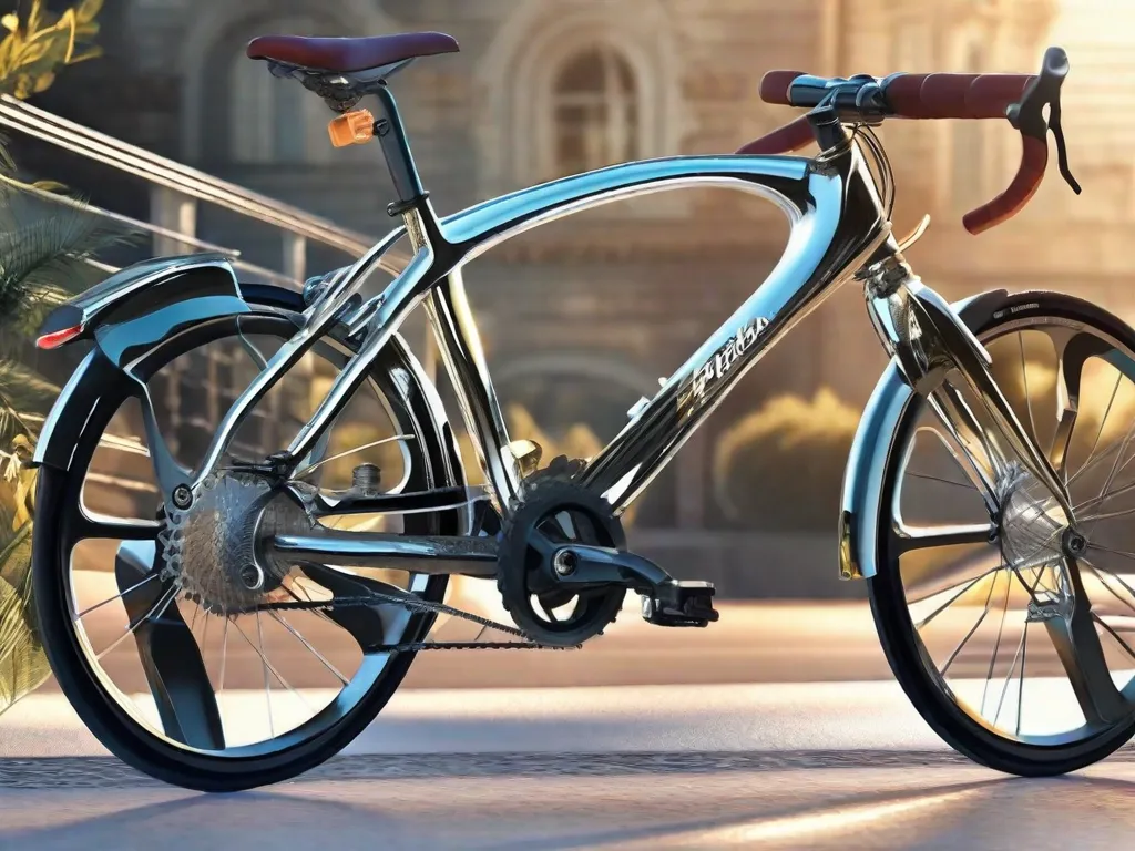 Descrição da imagem: Um close-up de uma bicicleta nova e reluzente, com a luz do sol refletindo em sua estrutura elegante. O guidão está envolto em manoplas macias e confortáveis, e as marchas estão visíveis, prontas para serem trocadas. A imagem transmite uma sensação de empolgação e aventura, convidando iniciantes a embarcar em sua jornada de cicl