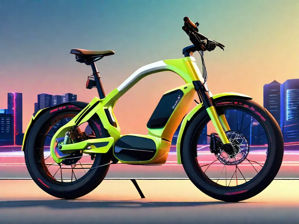 Descrição da imagem:
Uma imagem de uma bicicleta elétrica elegante e moderna estacionada em frente a um cenário de uma cidade movimentada. A cor vibrante e o design limpo da bicicleta refletem a natureza inovadora e ecologicamente correta das bicicletas elétricas, enquanto a paisagem urbana simboliza a mobilidade urbana e conveniência que elas oferecem.