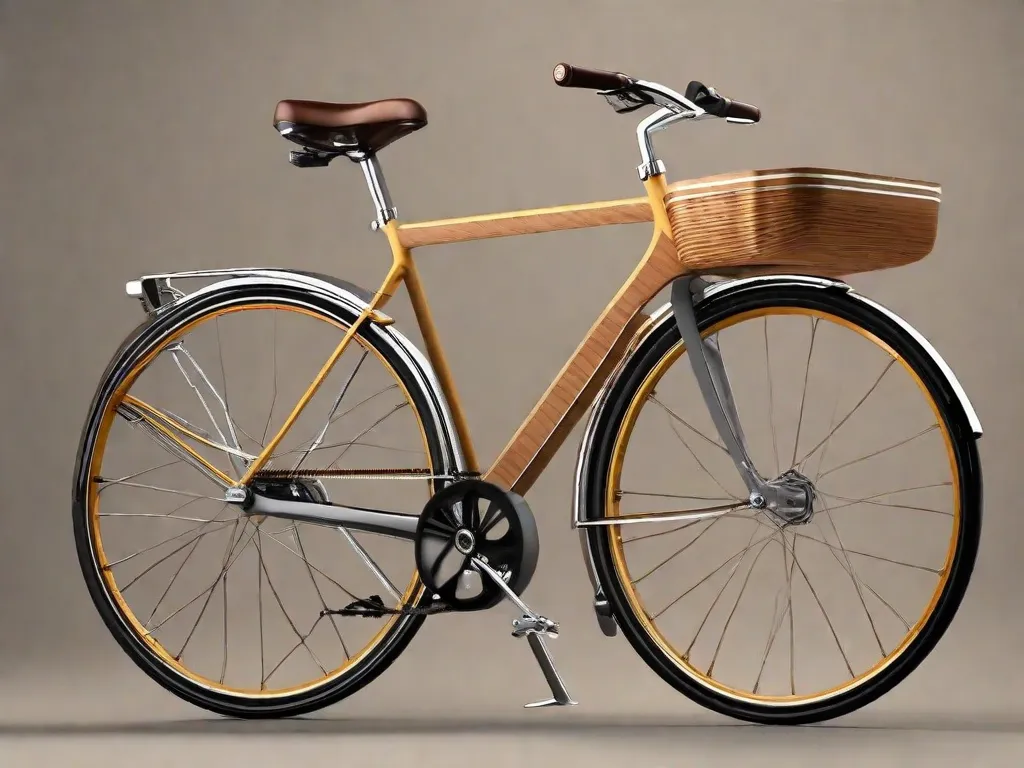 A imagem mostra uma bicicleta única estacionada em um cenário natural deslumbrante. A bicicleta possui detalhes personalizados e um design elegante. Essa imagem ilustra os benefícios de possuir uma bicicleta exclusiva, como estilo, originalidade e a sensação de liberdade ao pedalar em meio à natureza.