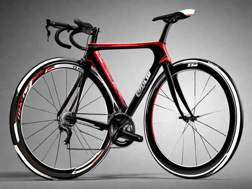 Uma elegante bicicleta de estrada posicionada contra um fundo claro e tranquilo. O selim está alinhado com o guidão, que está envolvido em fita acolchoada. Uma garrafa de água está em seu suporte, e os pedais estão equipados com sapatilhas ergonômicas para encaixe, prontas para um passeio focado em conforto e eficiência.