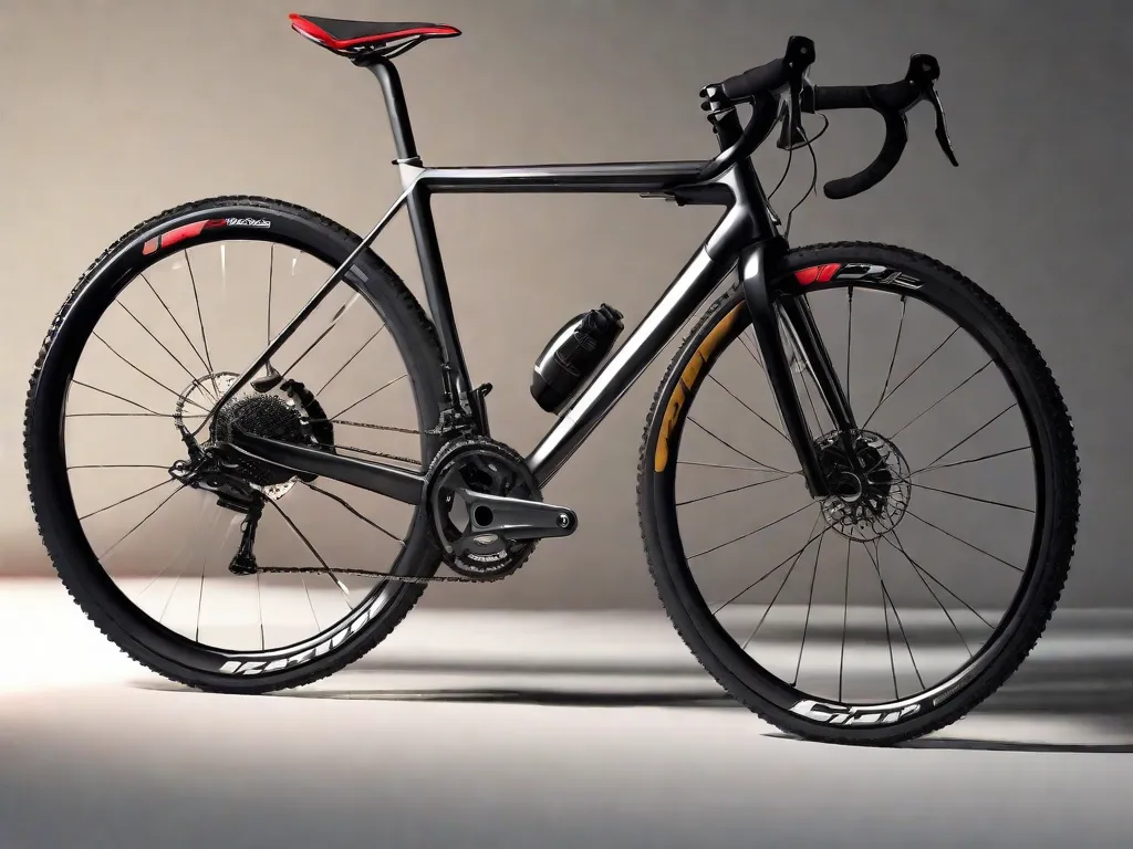 Uma elegante bicicleta de estrada apoia-se em um caminho pavimentado e liso, seus pneus finos e quadro aerodinâmico brilhando à luz do sol. Próximo, uma robusta bicicleta de montanha está sobre uma trilha rochosa, seus pneus grossos e com cravos e a suspensão reforçada sugerindo suas capacidades fora de estrada.