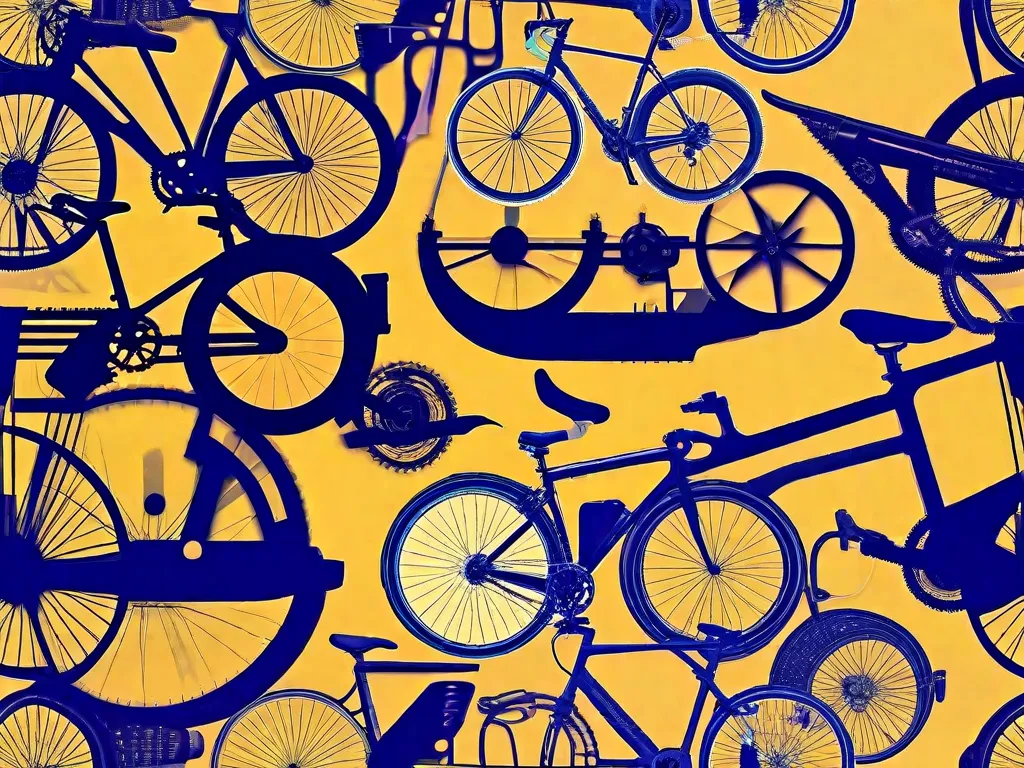 Descrição da imagem: Uma colagem de diferentes modelos de bicicletas alinhadas lado a lado. Cada bicicleta representa um estilo e design único, incluindo bicicletas de estrada, bicicletas de montanha, bicicletas urbanas e bicicletas elétricas. Essa imagem destaca a importância de experimentar vários modelos antes de tomar uma decisão de compra, permitindo que as pessoas encont