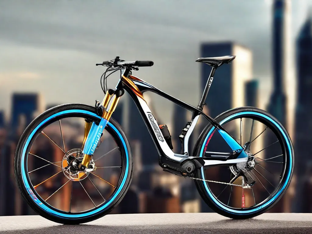 Descrição da imagem: Um close de uma bicicleta elegante e estilosa com um logotipo proeminente de uma marca conhecida e confiável. A bicicleta está posicionada em uma rua movimentada de uma cidade, simbolizando a reputação e confiabilidade das marcas estabelecidas e respeitadas no mercado.