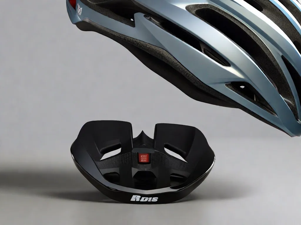 Descrição da imagem: Uma fotografia em close-up de um capacete de bicicleta bem conservado, sentado em uma superfície limpa. O capacete está em perfeitas condições, sem arranhões ou amassados visíveis. Ele está devidamente ajustado e preso com segurança, pronto para fornecer proteção ótima para o ciclista.