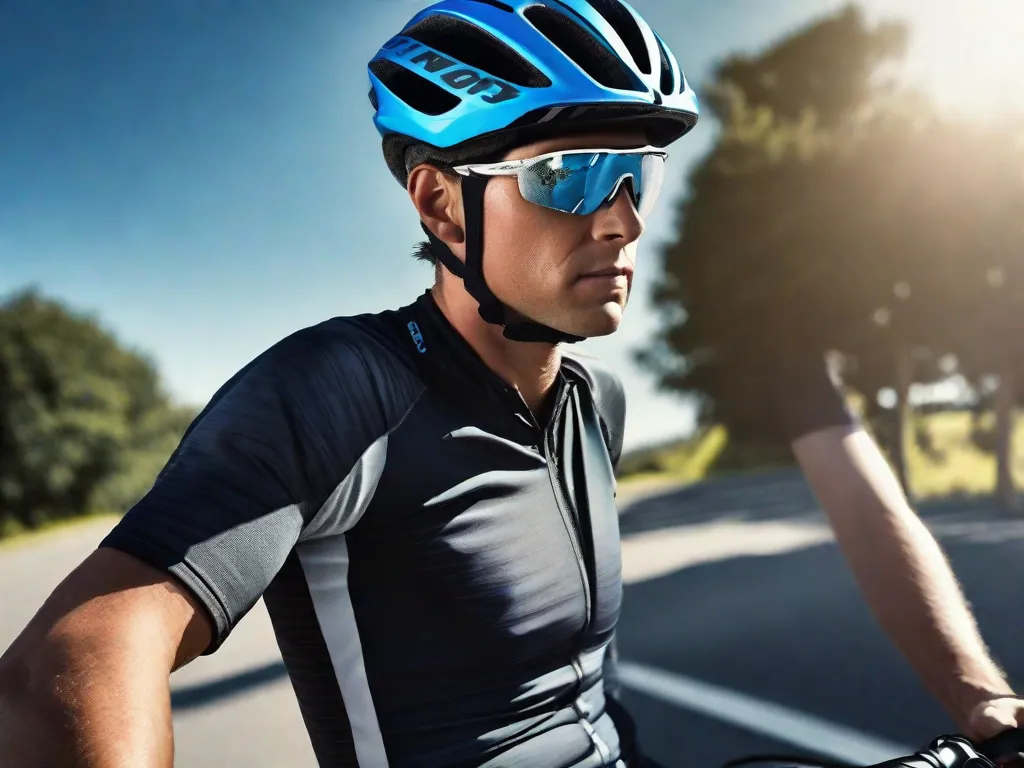 Descrição da imagem: Um ciclista usando capacete, pedalando com confiança ao longo de uma estrada costeira cênica. O capacete, com seu design elegante e cores vibrantes, se destaca como um símbolo de segurança e proteção. A expressão determinada do ciclista reflete um senso de responsabilidade e consciência em relação ao seu próprio bem-estar enquanto desfruta da liberdade de ped