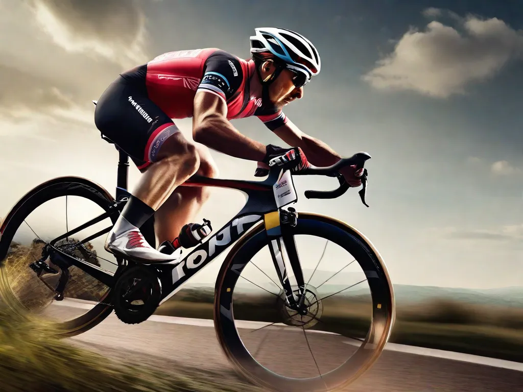 Uma imagem de um ciclista pedalando morro acima, mostrando sua determinação e força. O rosto do ciclista está concentrado e determinado, destacando o tema de testar a resistência e as várias adaptações que podem ser feitas para superar desafios.