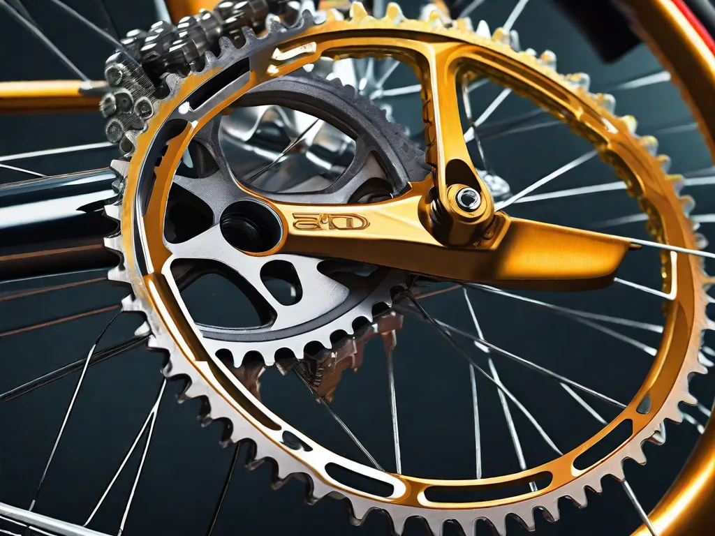 Descrição da imagem:
Um close-up de uma corrente de bicicleta e engrenagens sendo meticulosamente limpas e lubrificadas. A corrente está reluzente com óleo novo, enquanto as engrenagens estão livres de qualquer detrito ou sujeira. A imagem representa a importância da manutenção adequada e cuidados com a corrente e engrenagens da bicicleta para garantir passeios suaves e eficientes.