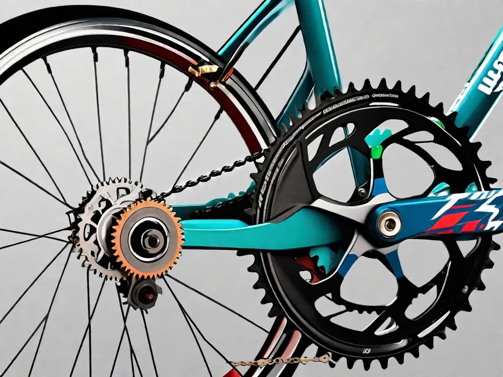 Descrição da imagem: Um close-up de um trocador de marchas de bicicleta, com a mão do ciclista ajustando as marchas. O foco está no movimento preciso dos dedos, destacando o processo passo a passo de ajustar as marchas da bicicleta. O fundo mostra uma rota cênica para ciclismo, simbolizando a alegria e liberdade de uma bicicleta bem ajust