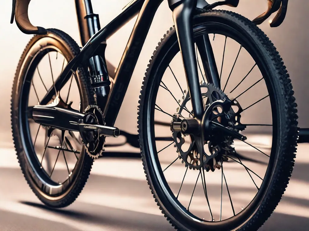 Nesta imagem, um close-up captura um par de mãos habilidosas instalando cuidadosamente as engrenagens em um elegante quadro de bicicleta. O mecanismo intricado das engrenagens é delicadamente alinhado, simbolizando a precisão e expertise necessárias para otimizar o desempenho da bicicleta em vários terrenos.