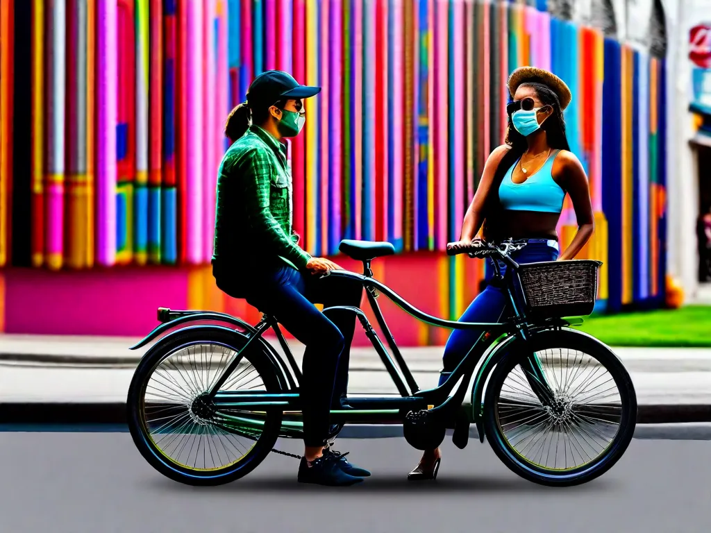 A imagem mostra uma pessoa em uma loja de bicicletas, examinando cuidadosamente diferentes modelos e tamanhos. Ela está conversando com um vendedor experiente, que a ajuda a entender a importância de escolher a bicicleta certa para suas necessidades e preferências.