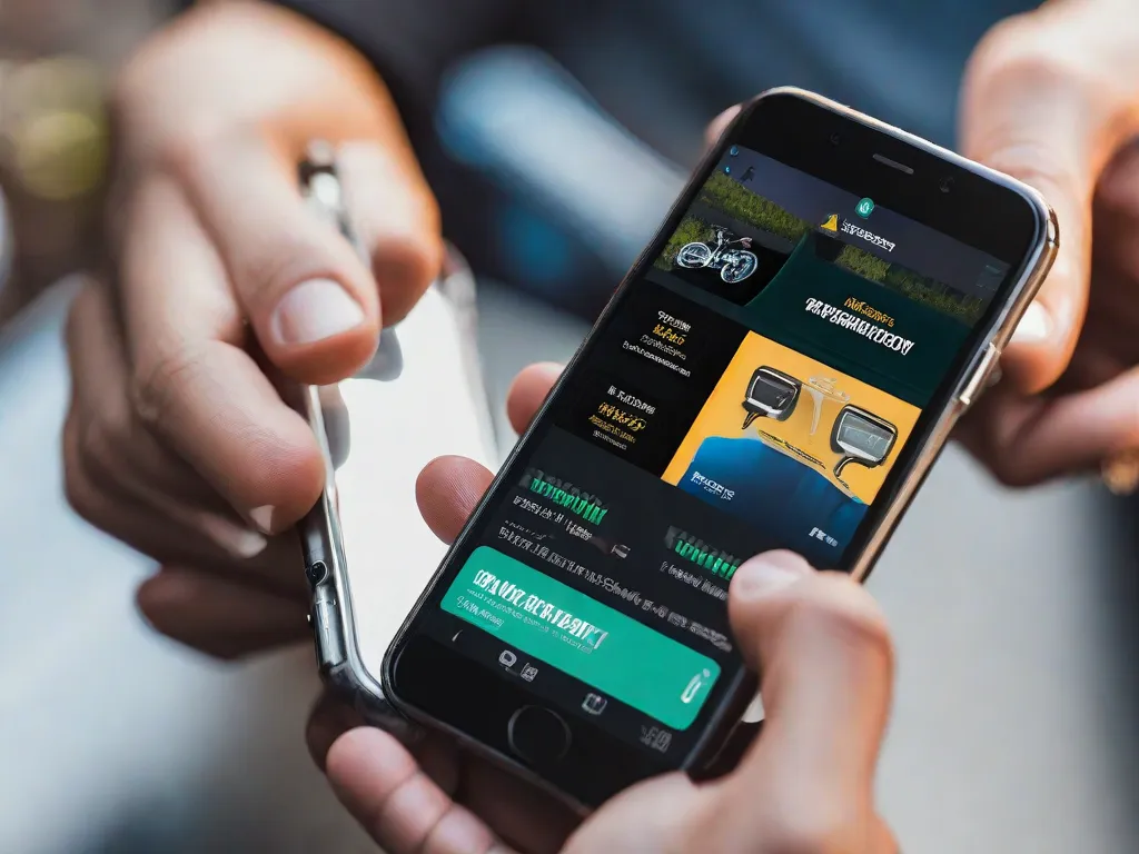 Descrição da imagem: Um close-up da mão de uma pessoa segurando um smartphone com um site de avaliações de bicicletas exibido na tela. O site mostra várias avaliações e classificações de usuários para diferentes modelos de bicicletas, ajudando potenciais compradores a tomarem uma decisão informada antes de fazerem uma compra.