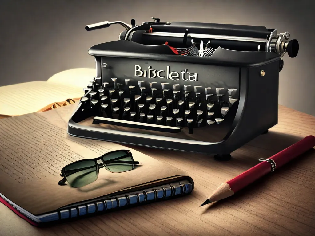 Português: Uma imagem em close-up de uma máquina de escrever antiga com a palavra