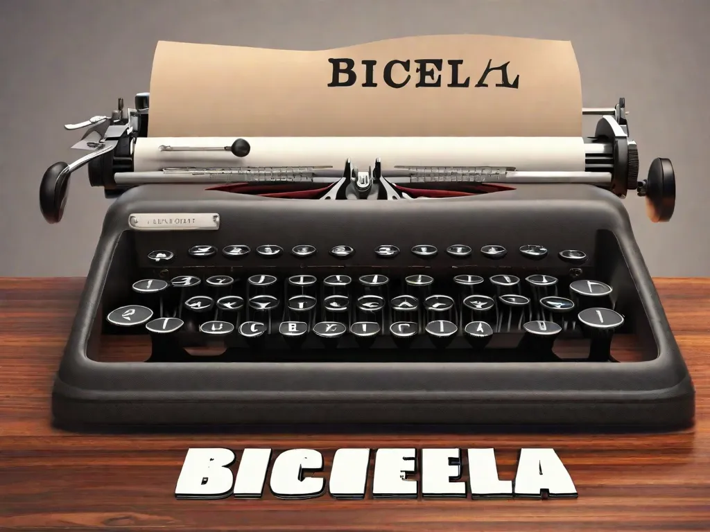 Descrição da imagem: Um close-up de uma máquina de escrever antiga com a palavra