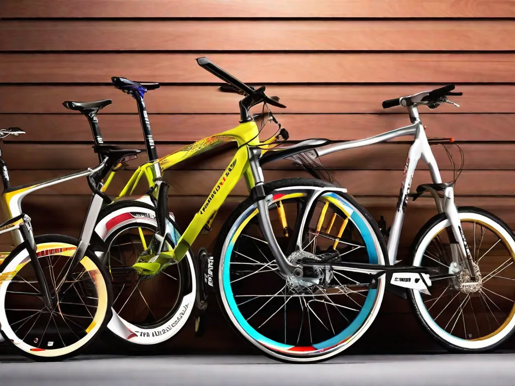 Descrição da imagem: Uma imagem vibrante e dinâmica de uma linha das melhores marcas de bicicletas. A foto captura os designs elegantes e modernos de várias bicicletas, mostrando suas características e cores únicas. Cada logotipo da marca é exibido de forma proeminente, representando uma variedade diversificada de bicicletas de alta qualidade para os entusiastas explorarem e escolherem.