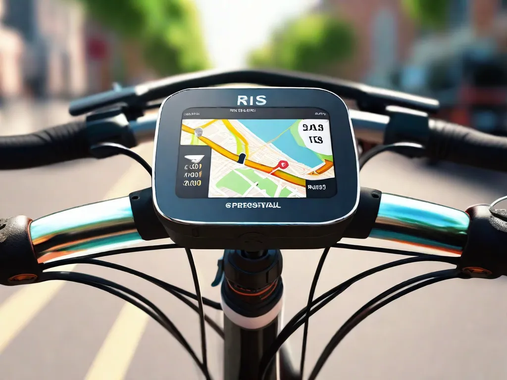 Descrição da imagem: Um close-up de um guidão de bicicleta com um dispositivo de navegação montado nele. O dispositivo exibe um mapa com várias rotas destacadas, simbolizando a importância de definir metas pessoais e escolher o caminho certo para alcançá-las no contexto do ciclismo.