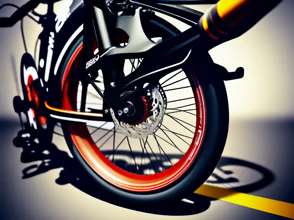 A imagem mostra um pneu de bicicleta cheio, com uma régua ao lado para medir a pressão. Isso ilustra a importância de manter o pneu da bicicleta cheio, pois um pneu adequado garante melhor aderência, menor resistência ao rolamento e reduz o risco de furos e danos.