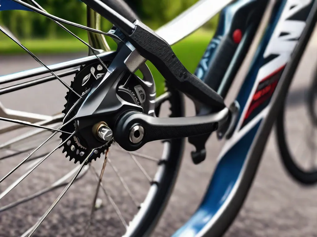 Descrição da imagem: Um close-up de uma ferramenta de remoção de pedal de bicicleta sendo usada para soltar e remover facilmente um pedal de uma bicicleta. A ferramenta está posicionada no eixo do pedal, com a alça sendo girada no sentido horário, aplicando uma leve pressão para soltar o pedal do braço da manivela.