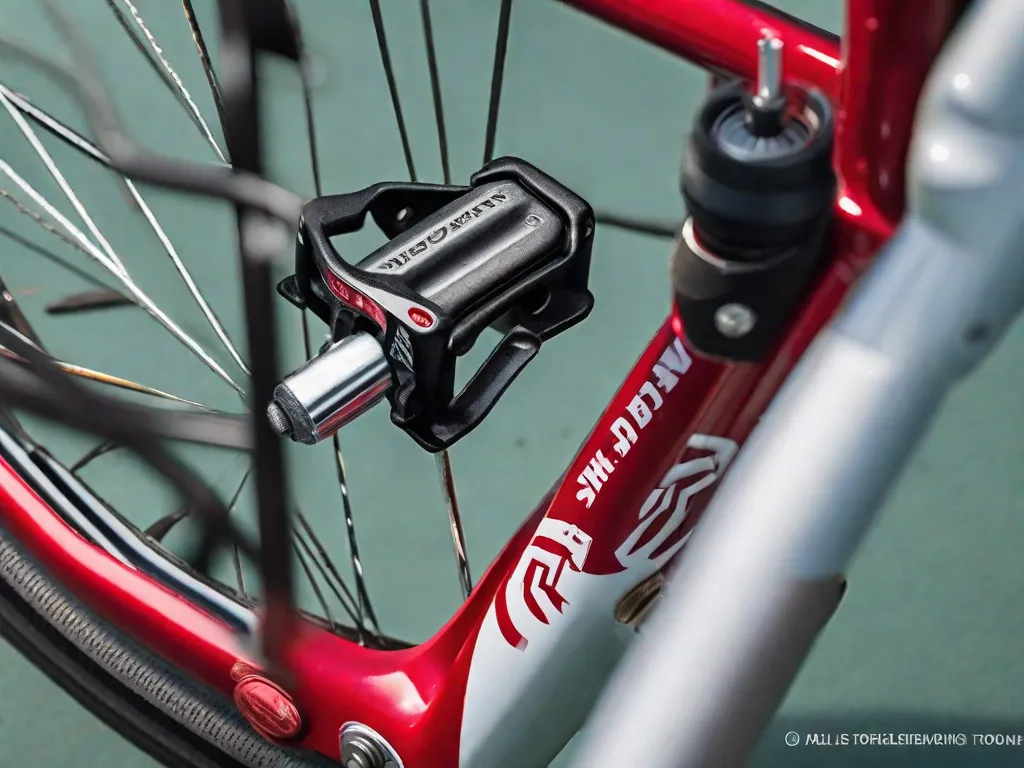 Descrição da imagem: Um close-up de uma ferramenta de remoção de pedal de bicicleta sendo usada para soltar e remover facilmente um pedal de uma bicicleta. A ferramenta está posicionada no eixo do pedal, com a alça sendo girada no sentido horário, aplicando uma leve pressão para soltar o pedal do braço da manivela.