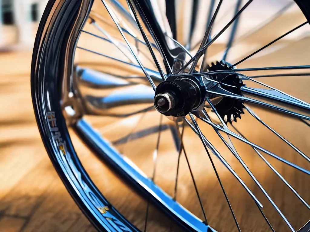 Descrição da imagem:
Um close-up de um par de aros de bicicleta brilhantes, reluzindo sob a luz do sol. Os aros estão meticulosamente limpos e livres de qualquer sujeira ou arranhões. A imagem destaca a importância da manutenção regular e cuidados para manter os aros da sua bicicleta em excelente estado.