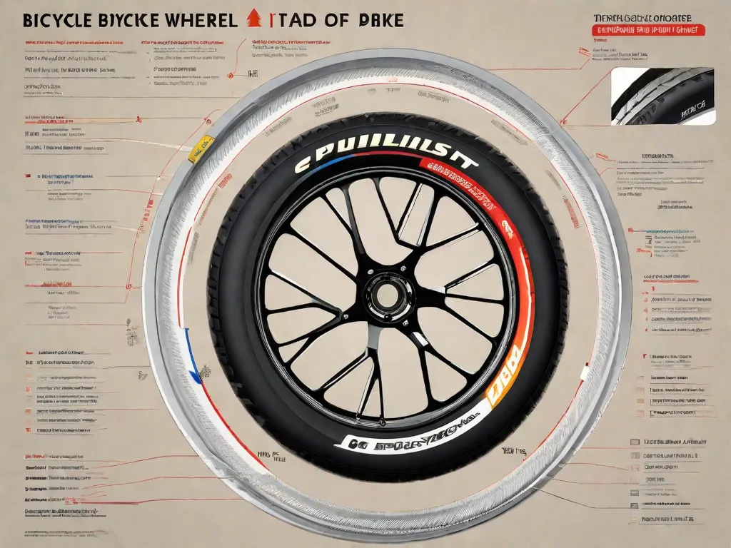 Uma imagem de uma roda de bicicleta com vários tamanhos de aros exibidos em uma mesa. Cada tamanho de aro é rotulado e acompanhado pelos tamanhos correspondentes de pneus. Essa imagem representa visualmente a importância de usar o tamanho correto de aro para um desempenho e segurança ideais ao escolher os pneus para sua bicicleta.