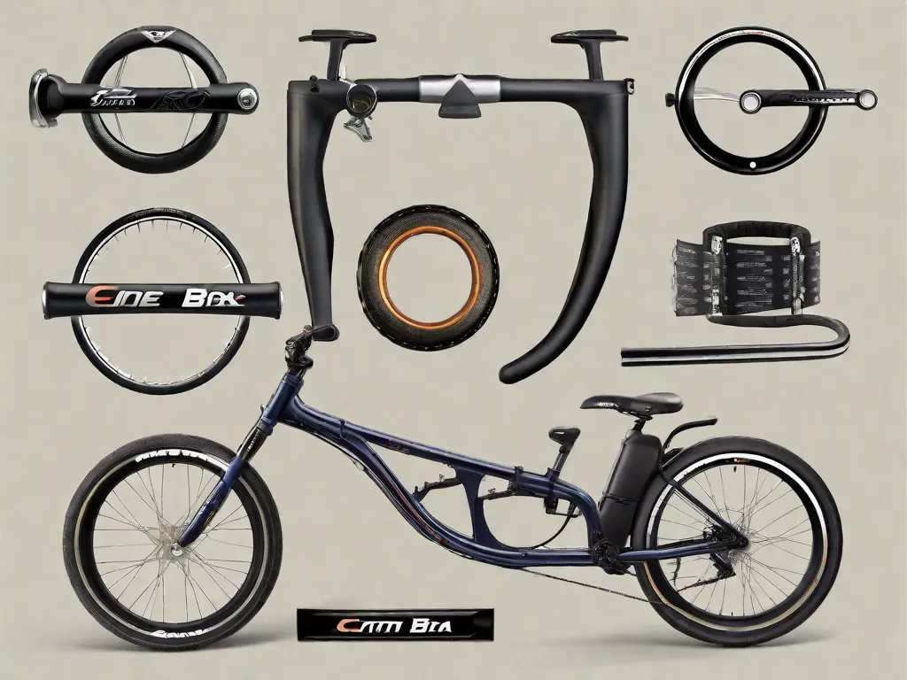 Uma imagem de colagem mostrando uma variedade de estilos de guidão de bicicleta: guidões curvos de corrida para aerodinâmica, guidões planos para controle, guidões elevados para conforto e guidões com formato de bigode para um visual clássico. Cada guidão está etiquetado e emparelhado com um ícone ilustrando seu benefício, como uma seta de vento ou um sí