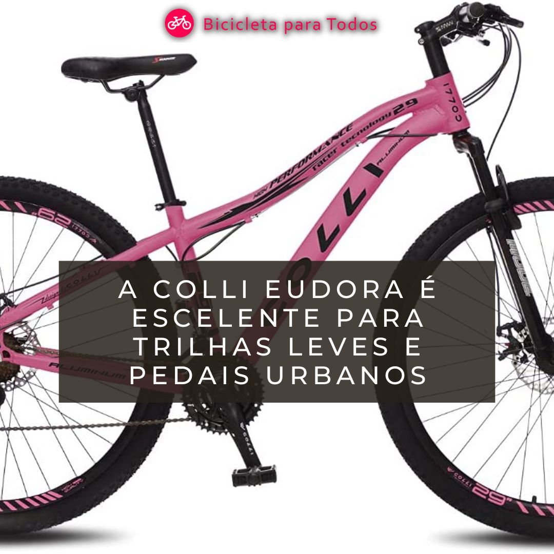foto da coli Eudora com frase Colli Eudora é excelente para trilhas leves e pedais urbanos
