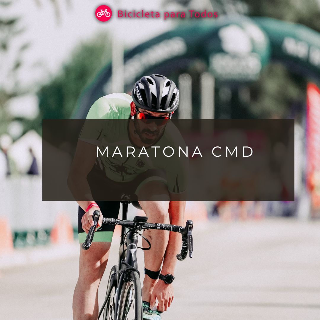 foto de ciclista com legenda maratona cmd