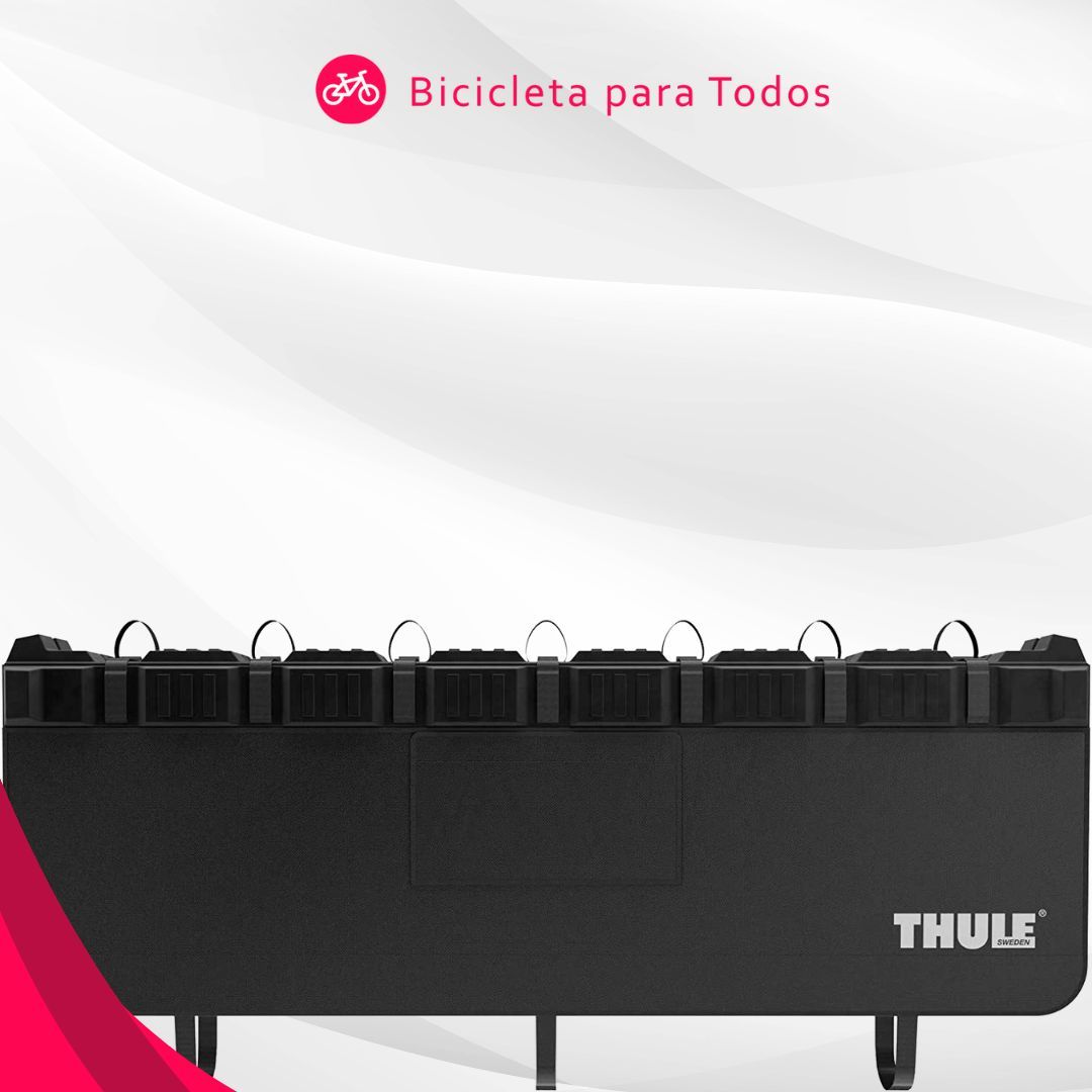 foto do TRUCK PAD THULE GATE MATE 823 com fundo cinza e logo do bicicleta para todos