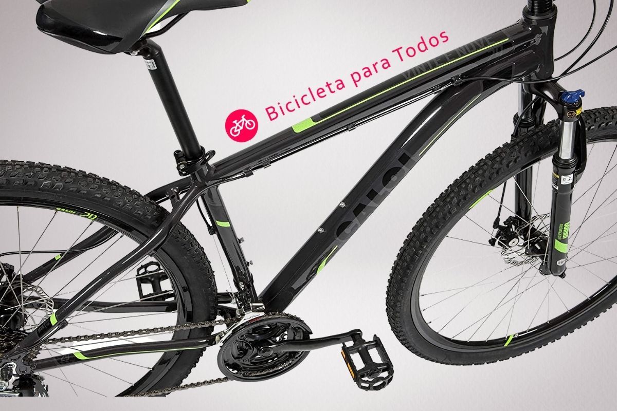 visão de cima da bike atacama com simbolo do bicicleta para todos