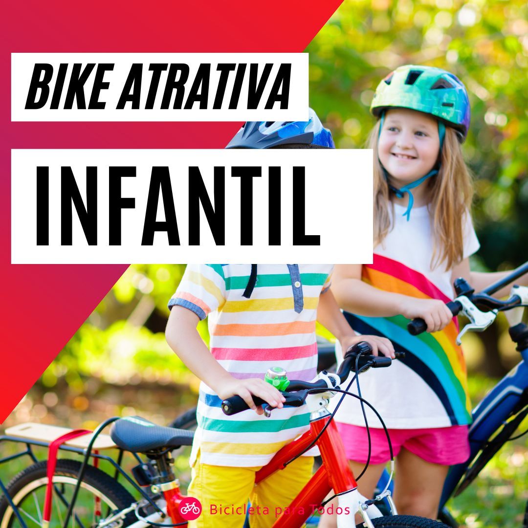 foto de crianças com bicicletas e legenda bike atrativa infantil