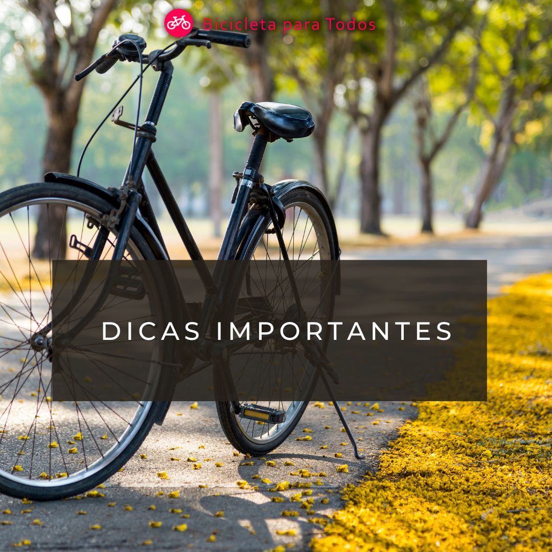 foto de bike em um parque com legenda dicas importantes