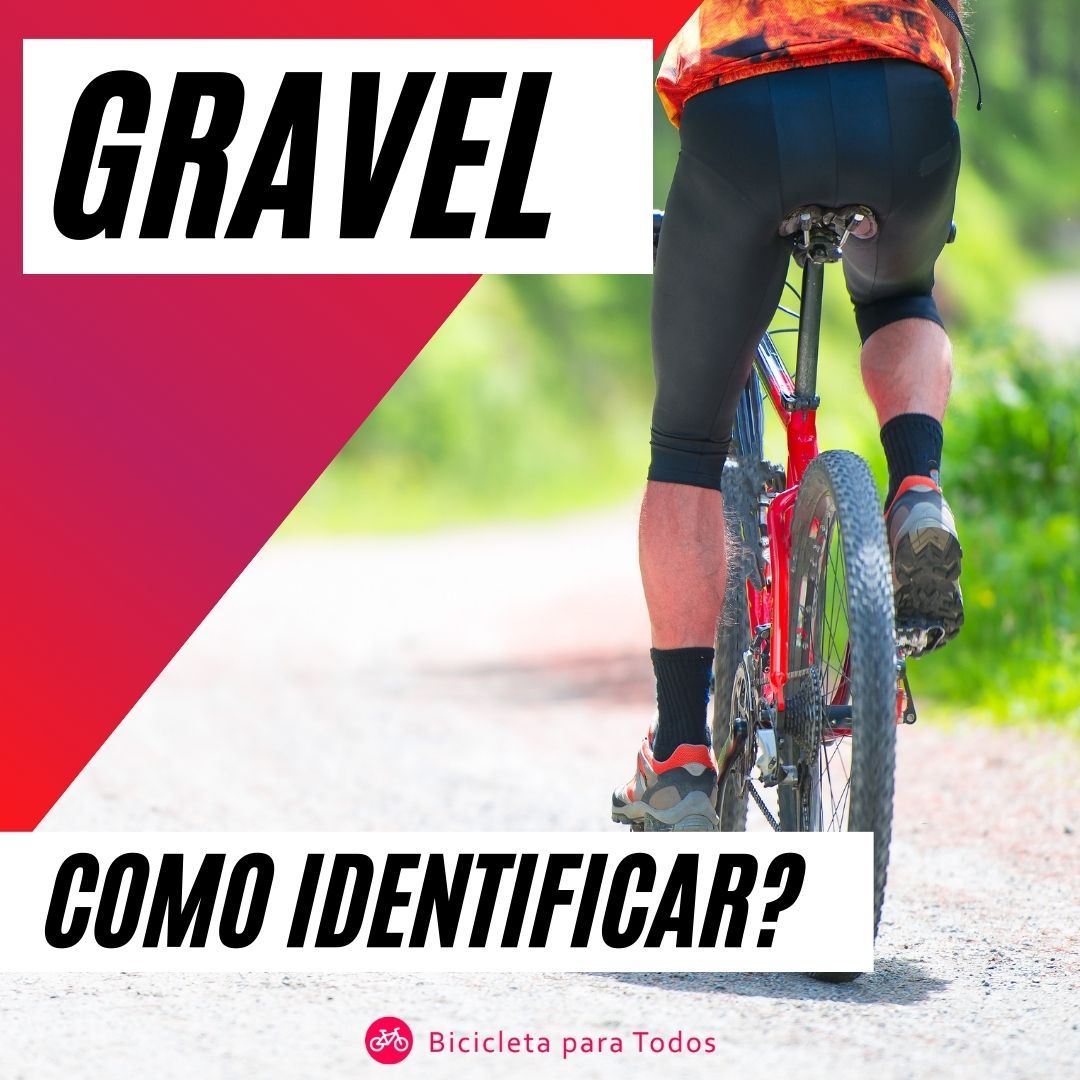 foto de um ciclista em uma gravel vermelha com legenda gravel como identificar