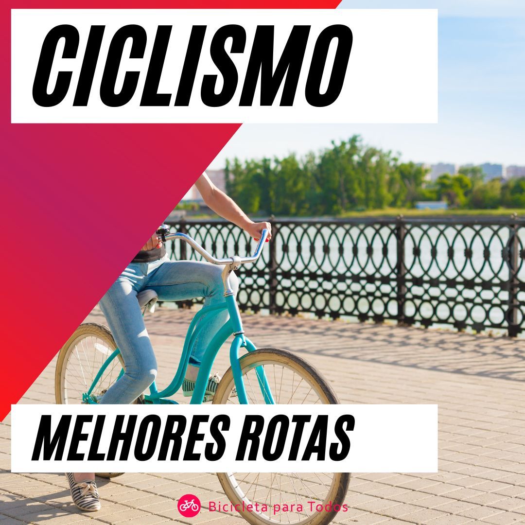 foto de uma mulher pedalando uma bike azul com legenda ciclismo melhores rotas