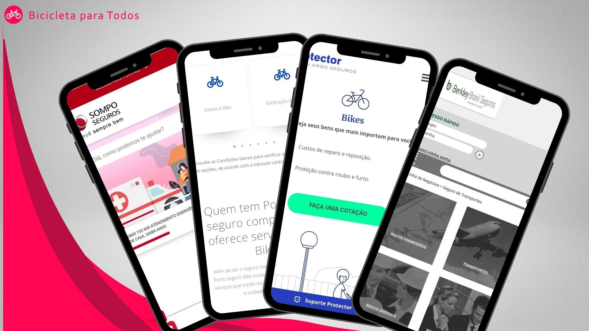foto com 4 celulares mostrando o site das empresas citadas no artigo