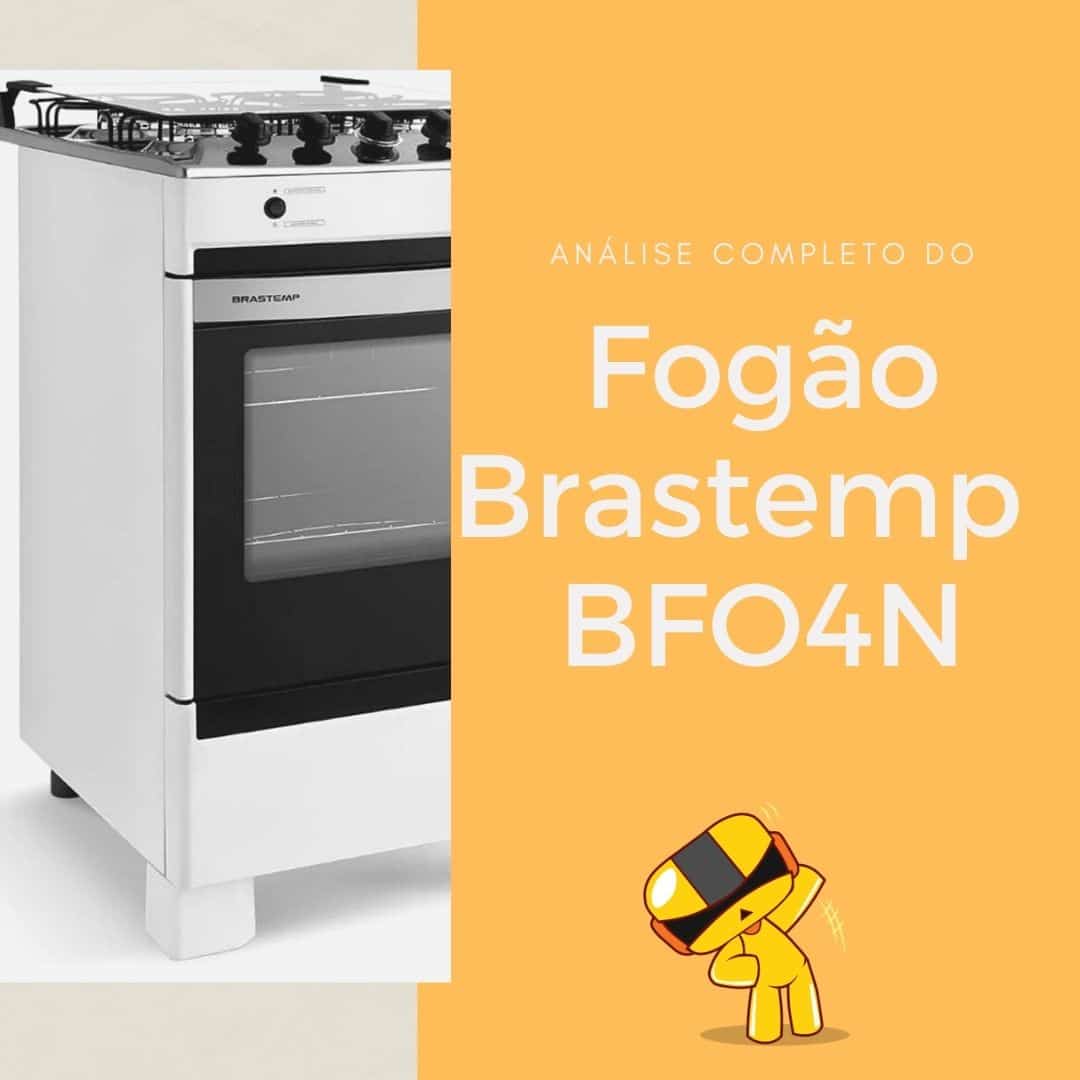 fogao bfo4n a esquerda com fundo laranja e foto do eletro