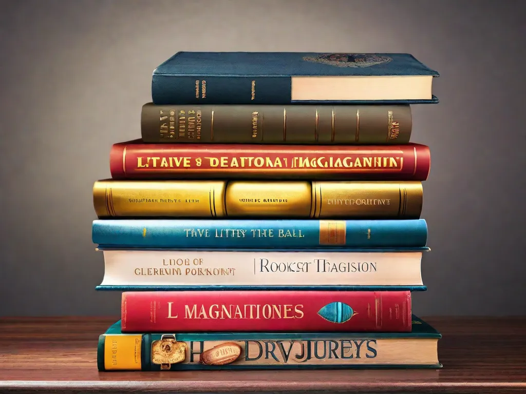 Uma imagem em close-up de uma pilha de livros com capas vibrantes, representando diferentes guias de viagem literários. Cada título de livro é visível, exibindo destinos de todo o mundo. Os livros estão dispostos de forma a destacar sua diversidade e convidar os leitores a embarcarem em jornadas literárias através das palavras e da imaginação.