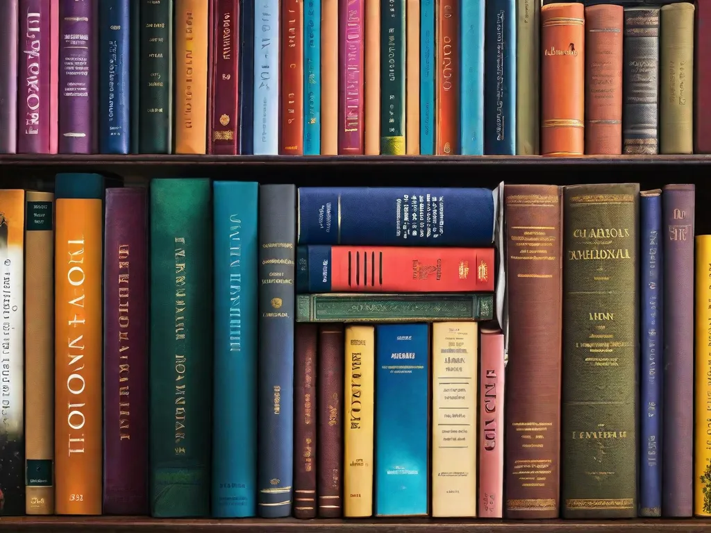 Descrição da imagem: Uma fotografia em close-up de uma pilha de livros, mostrando vários gêneros e títulos. Os livros estão organizados de forma ordenada, criando uma sensação de curiosidade intelectual. As cores vibrantes e as diferentes lombadas simbolizam o vasto mundo da literatura, destacando a importância dos ensaios literários na educação.