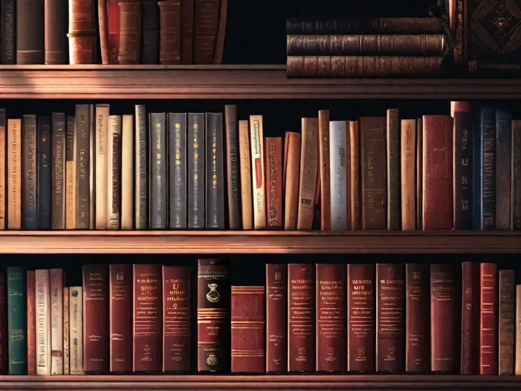 Descrição da imagem: Um close-up de uma estante de livros cheia de 12 intrigantes romances de suspense. Os livros têm capas escuras e cativantes, com símbolos misteriosos e sombras. Os títulos estão exibidos de forma proeminente, atraindo os leitores com a promessa de um suspense envolvente e uma jornada emocionante do começo ao fim.