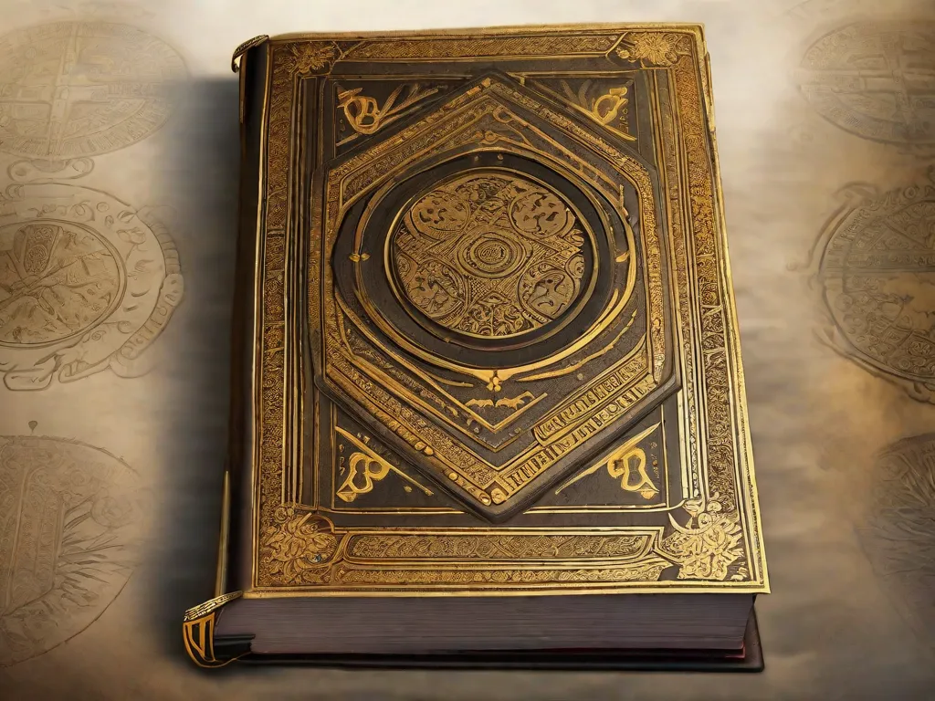 Descrição da imagem: Uma foto de uma pilha de livros com aparência antiga, com capas desgastadas e páginas amareladas. Cada livro tem um título escrito em um tipo de letra antigo, que lembra a época de Nabucodonosor. Partículas de poeira flutuam no ar, adicionando à atmosfera mística.