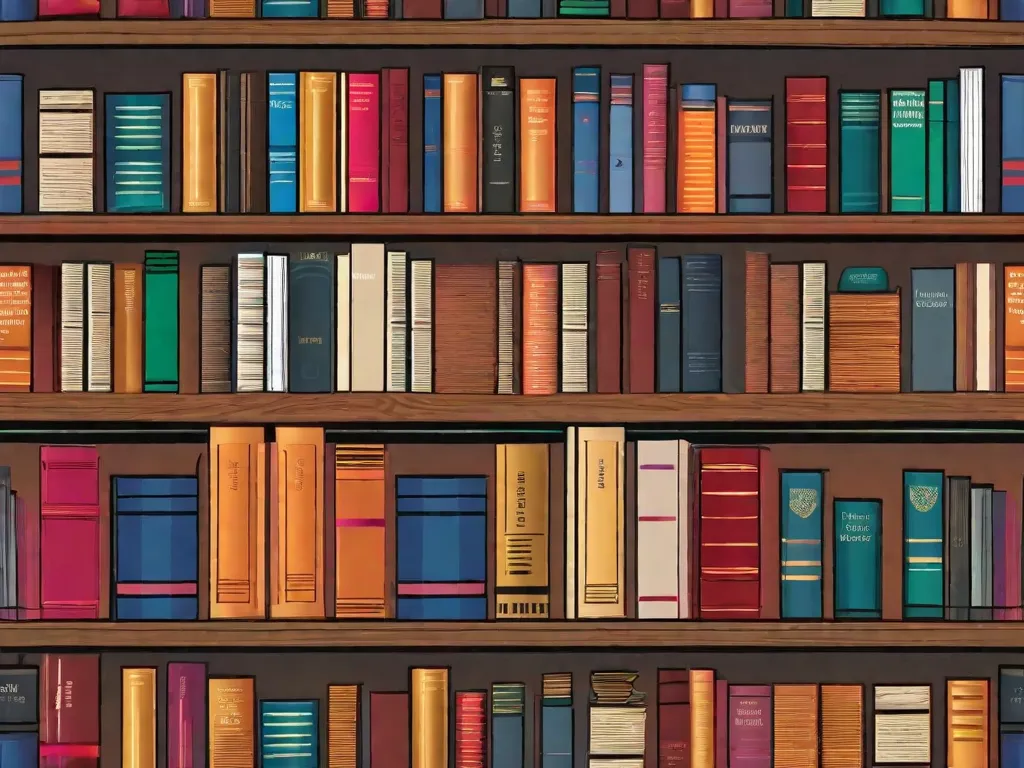 Descrição da imagem: Uma pilha de sete livros acadêmicos com capas coloridas, arrumados de forma organizada em uma mesa de madeira. Cada livro representa uma área diferente de estudo, incluindo economia, psicologia, literatura, história, biologia, sociologia e matemática. Os livros simbolizam conhecimento, crescimento e a diversidade de assuntos que os estudantes universitários devem