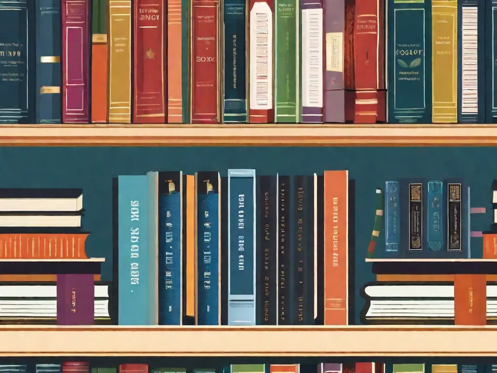 Descrição da imagem: Uma pilha de sete livros com capas coloridas, dispostos de forma a criar uma composição visualmente agradável. Cada livro representa um gênero diferente, incluindo ciência, filosofia, história, autoajuda, literatura, psicologia e arte. Os livros estão posicionados em frente a uma janela aberta, simbolizando a ideia de expandir a mente por meio do